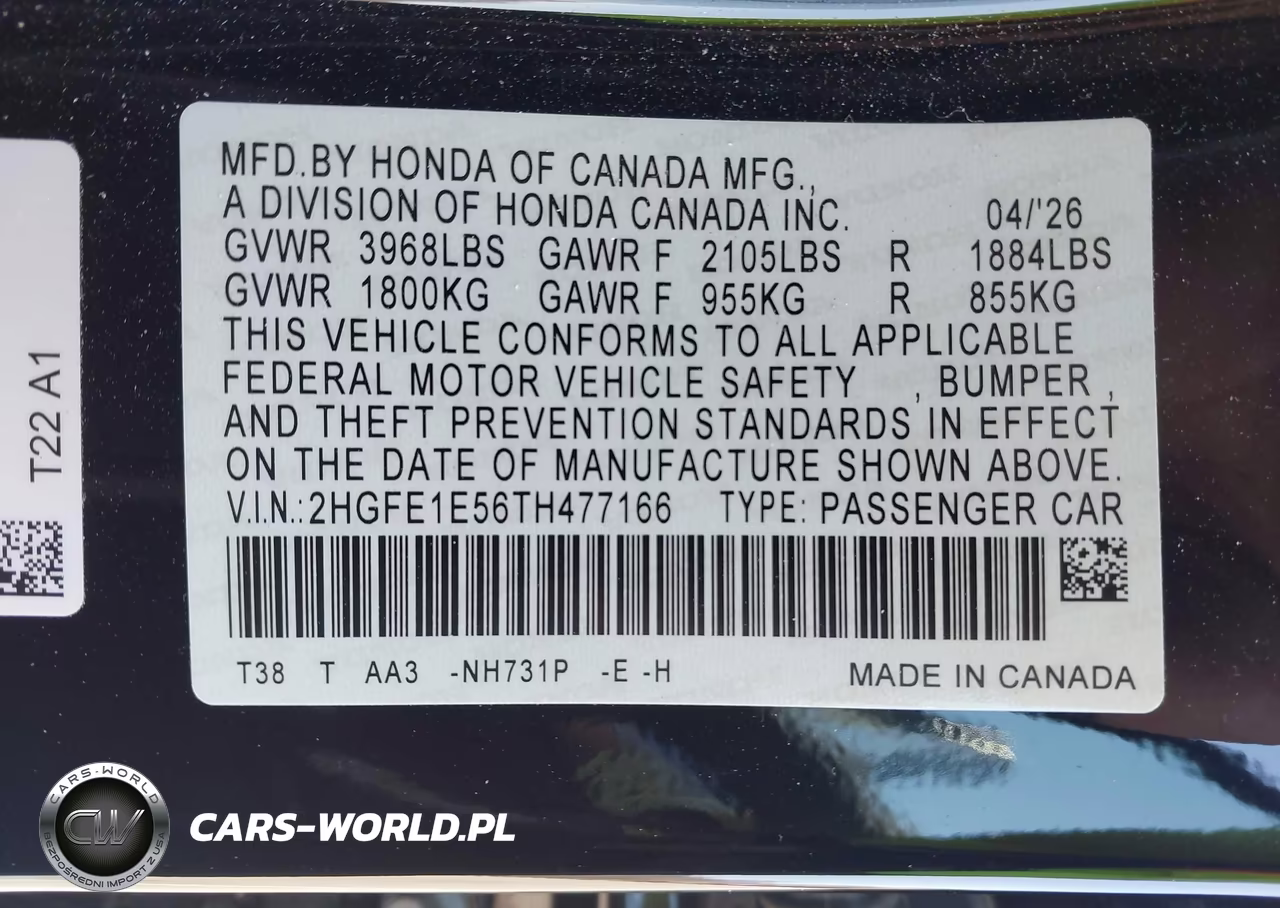 2026 Honda Civic Si Sedan VIN:2HGFE1E56TH477166 - 9