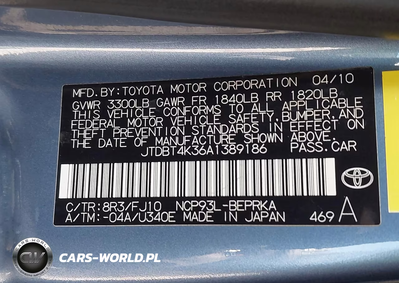 2010 Toyota Yaris VIN:JTDBT4K36A1389186 - 9