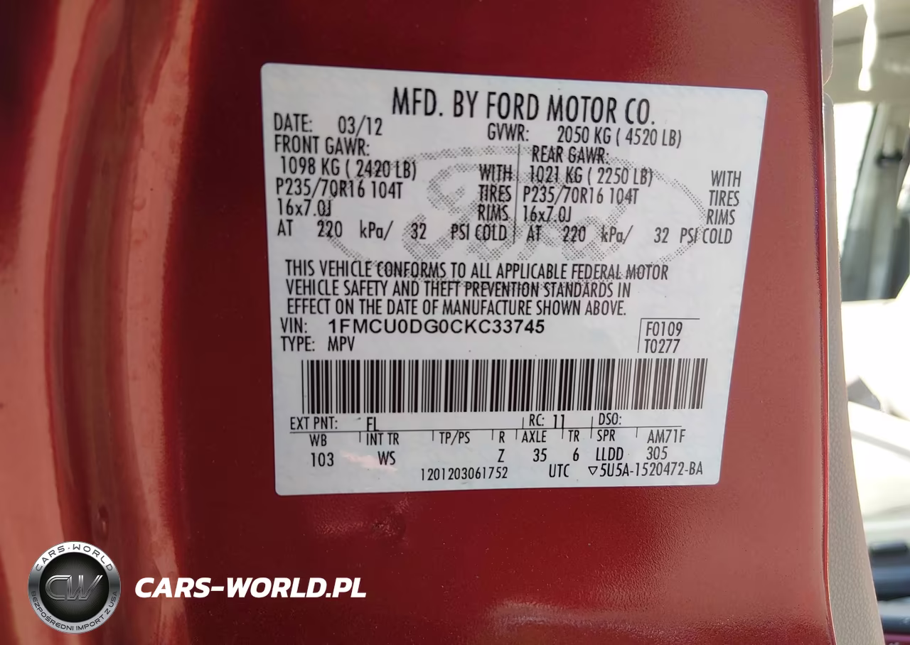 2012 Ford Escape Xlt VIN:1FMCU0DG0CKC33745 - 9