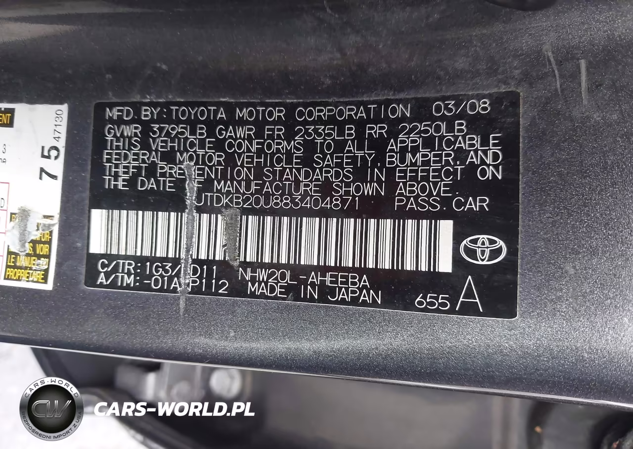 2008 Toyota Prius VIN:JTDKB20U883404871 - 9