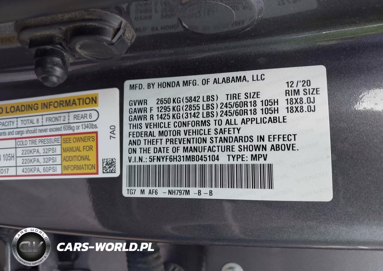 2021 Honda Pilot Awd Ex VIN:5FNYF6H31MB045104 - 9