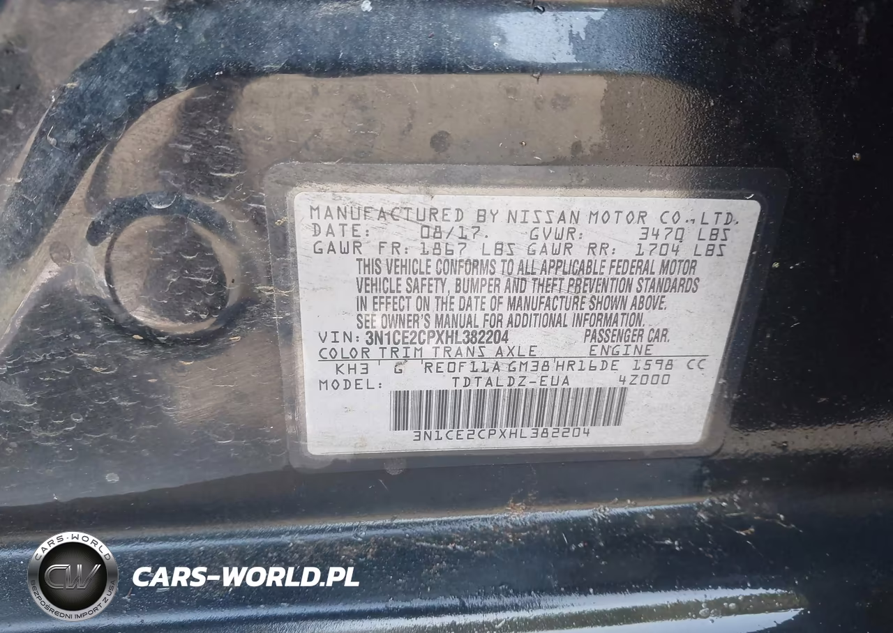 2017 Nissan Versa Note Sv VIN:3N1CE2CPXHL382204 - 9