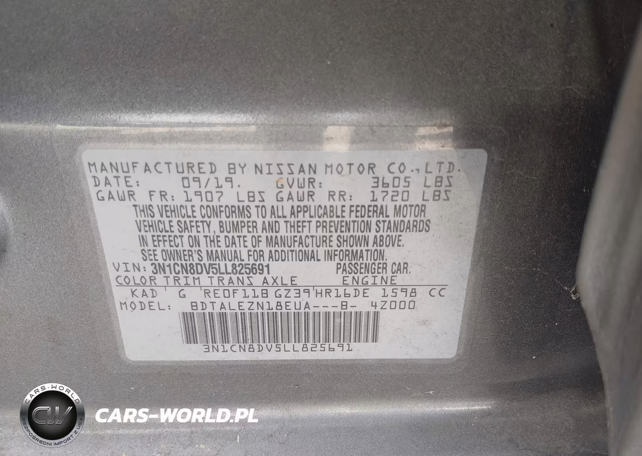 2020 Nissan Versa S Xtronic Cvt VIN:3N1CN8DV5LL825691 - 9