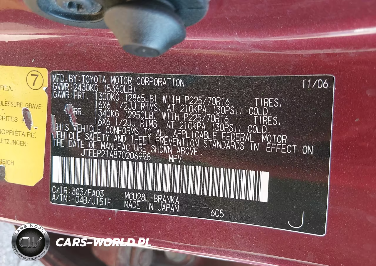 2007 Toyota Highlander V6 VIN:JTEEP21A870206998 - 9