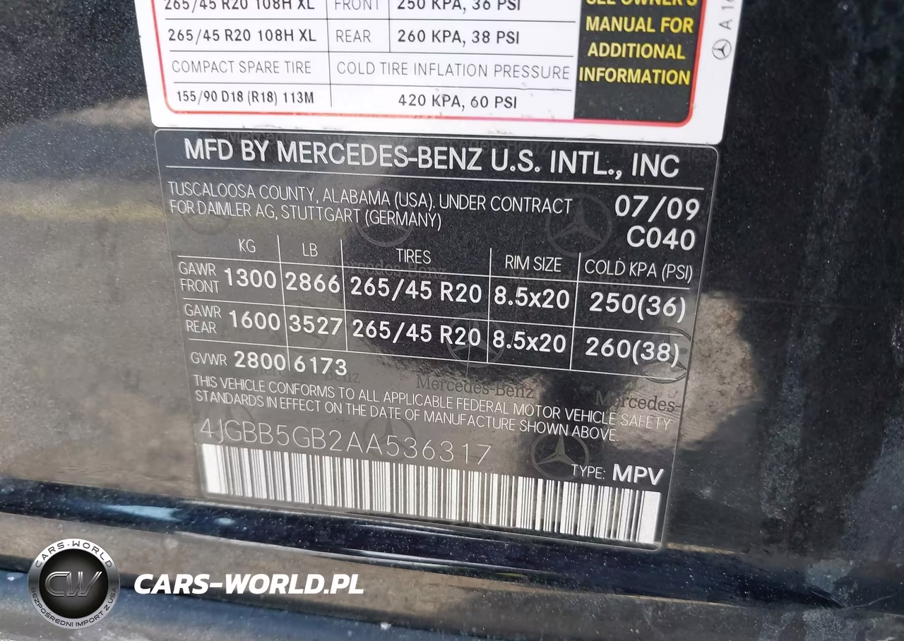2010 Mercedes-Benz Ml 350 VIN:4JGBB5GB2AA536317 - 9