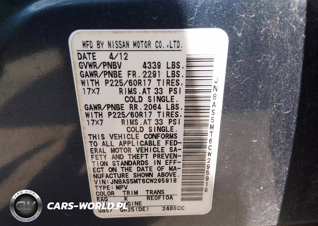 2012 Nissan Rogue Sv VIN:JN8AS5MT6CW295918 - 9