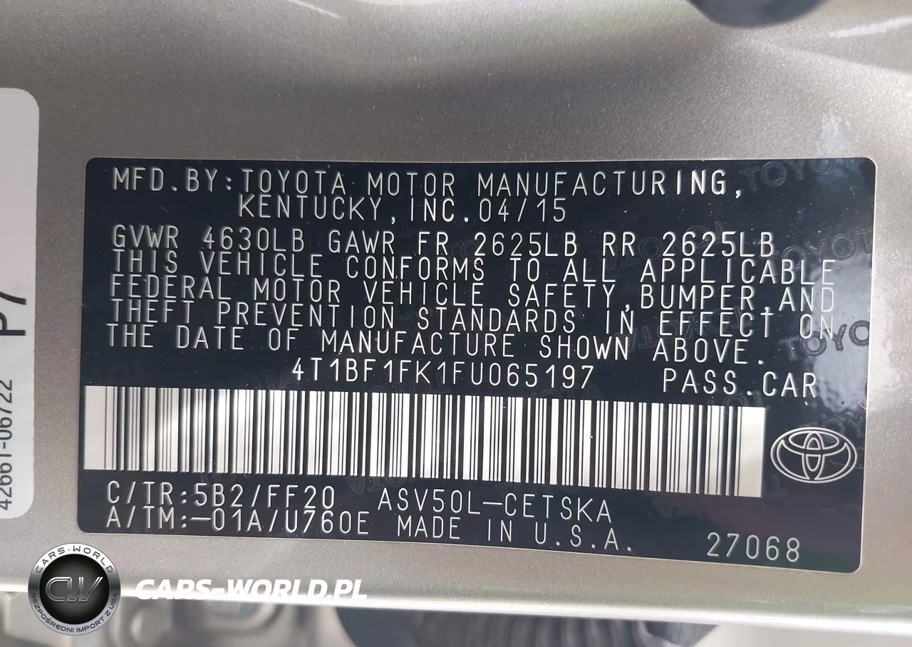 2015 Toyota Camry Se VIN:4T1BF1FK1FU065197 - 9