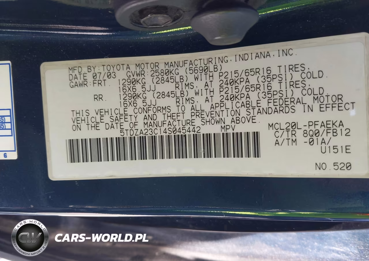 2004 Toyota Sienna Le VIN:5TDZA23C14S045442 - 9