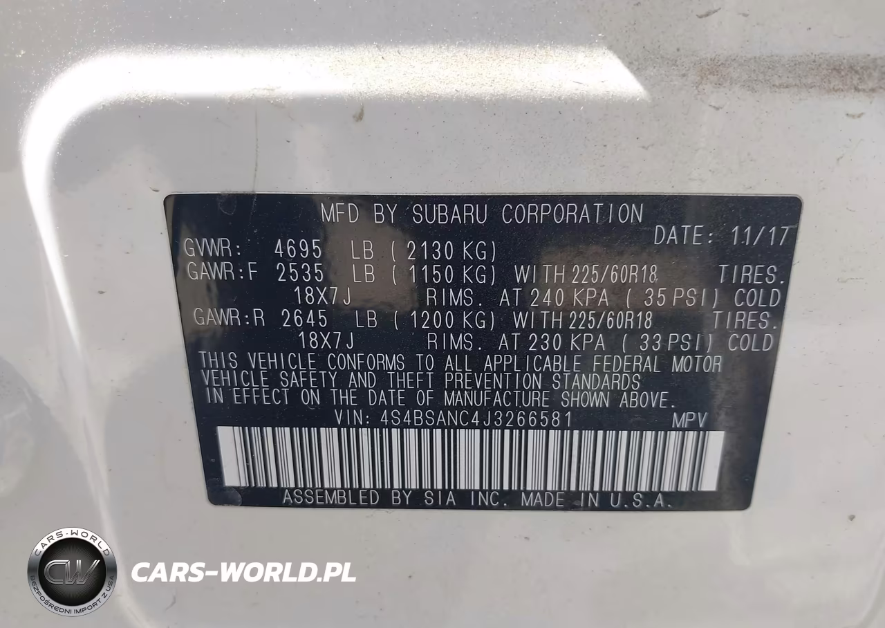 2018 Subaru Outback 2.5I Limited VIN:4S4BSANC4J3266581 - 9