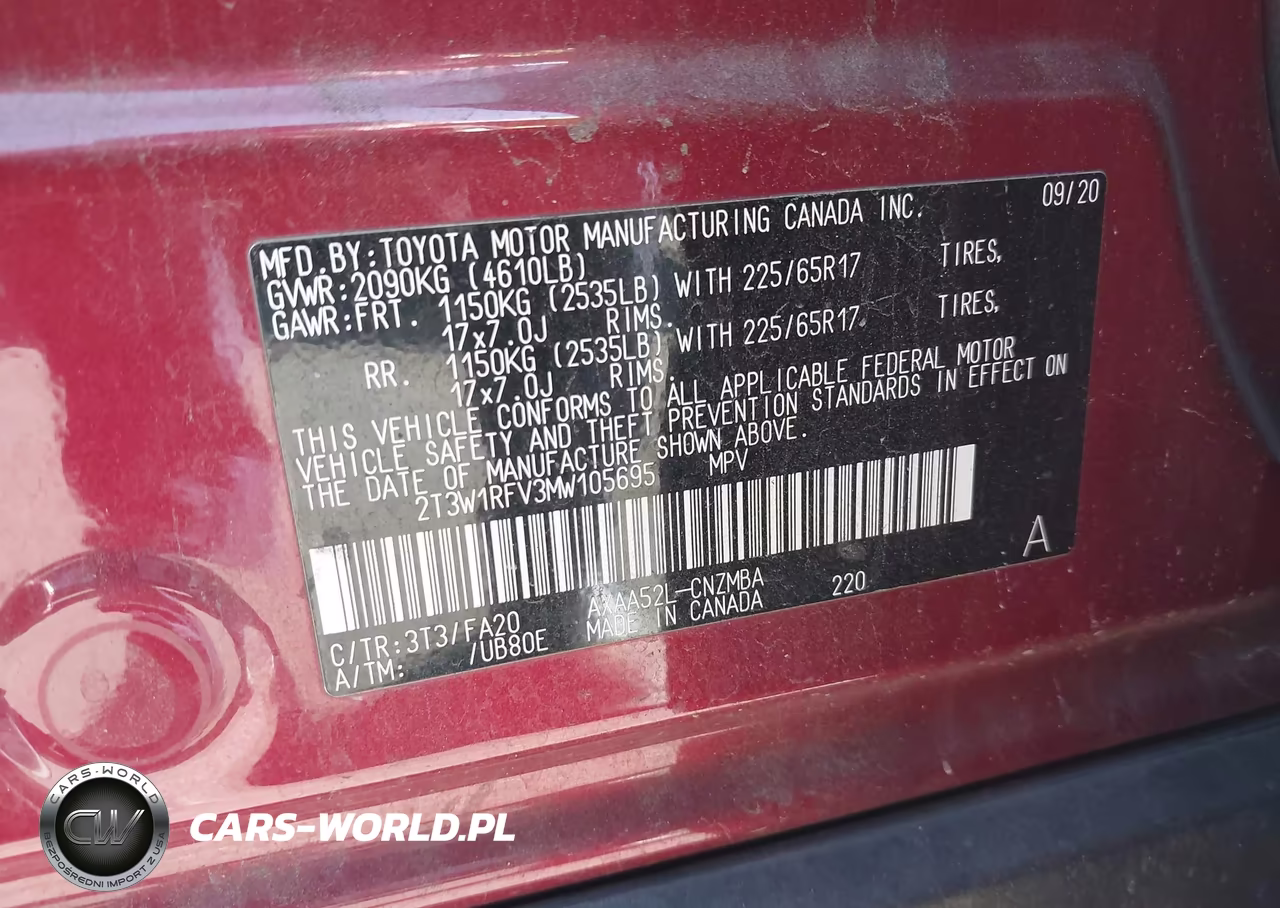 2021 Toyota Rav4 Xle VIN:2T3W1RFV3MW105695 - 9