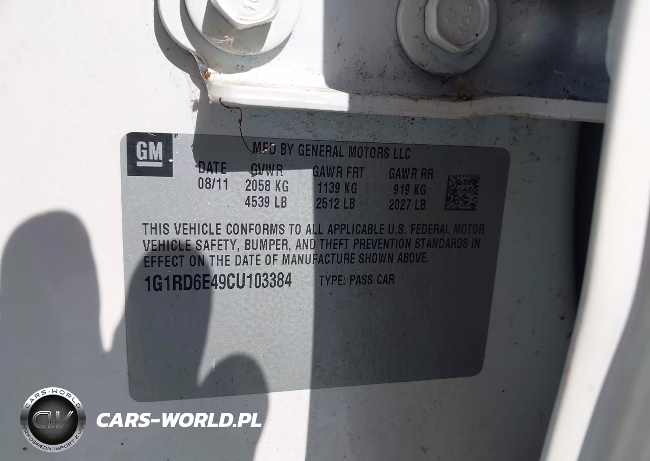 2012 Chevrolet Volt VIN:1G1RD6E49CU103384 - 9