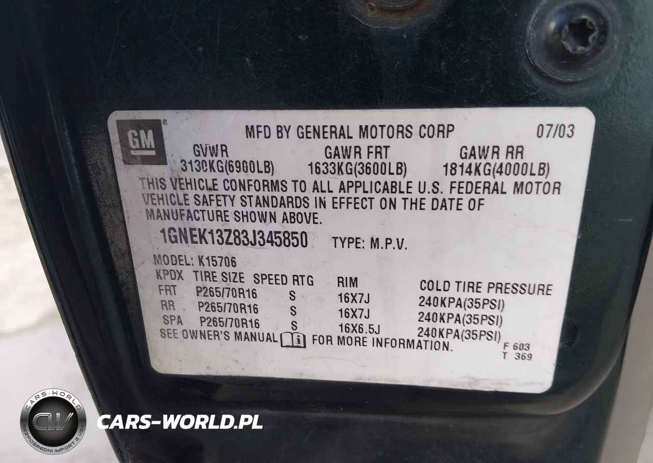 2003 Chevrolet Tahoe Lt VIN:1GNEK13Z83J345850 - 9