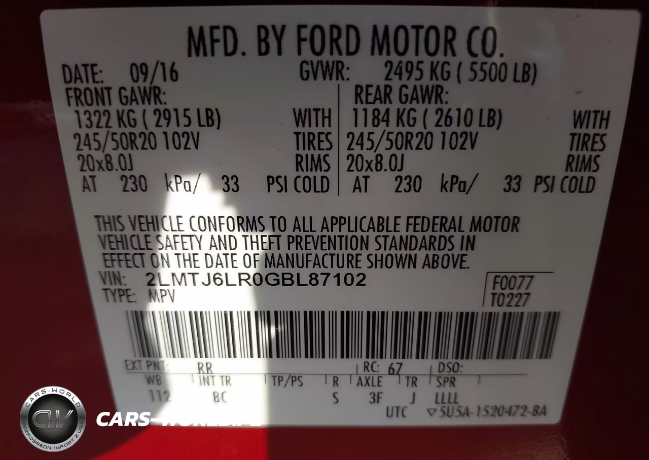 2016 Lincoln Mkx Reserve VIN:2LMTJ6LR0GBL87102 - 9