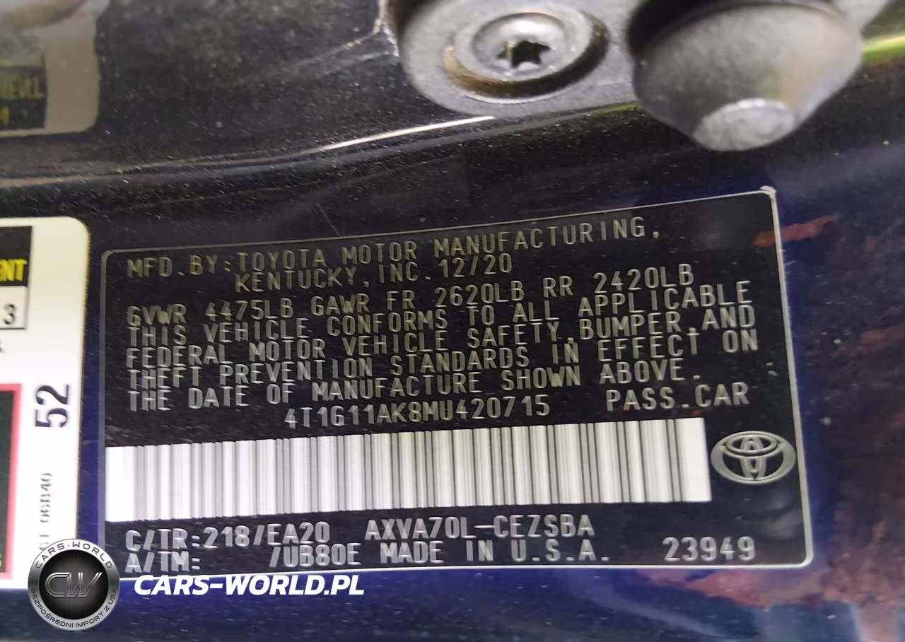 2021 Toyota Camry Se VIN:4T1G11AK8MU420715 - 9