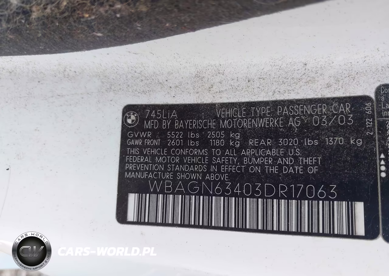 2003 BMW 745Li VIN:WBAGN63403DR17063 - 9