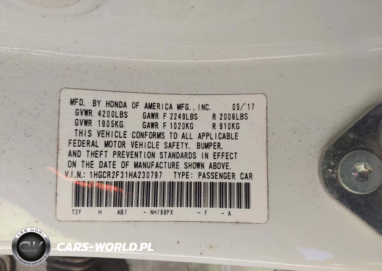 2017 Honda Accord Lx VIN:1HGCR2F31HA230797 - 9
