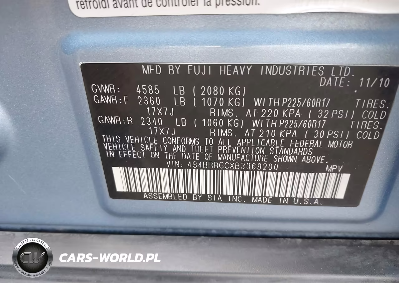 2011 Subaru Outback 2.5I Premium VIN:4S4BRBGCXB3369200 - 9