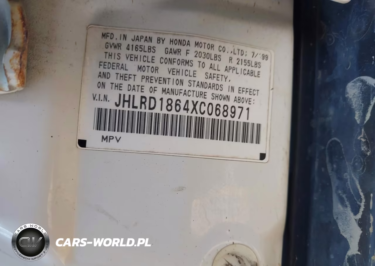 1999 Honda Cr-V Ex VIN:JHLRD1864XC068971 - 9