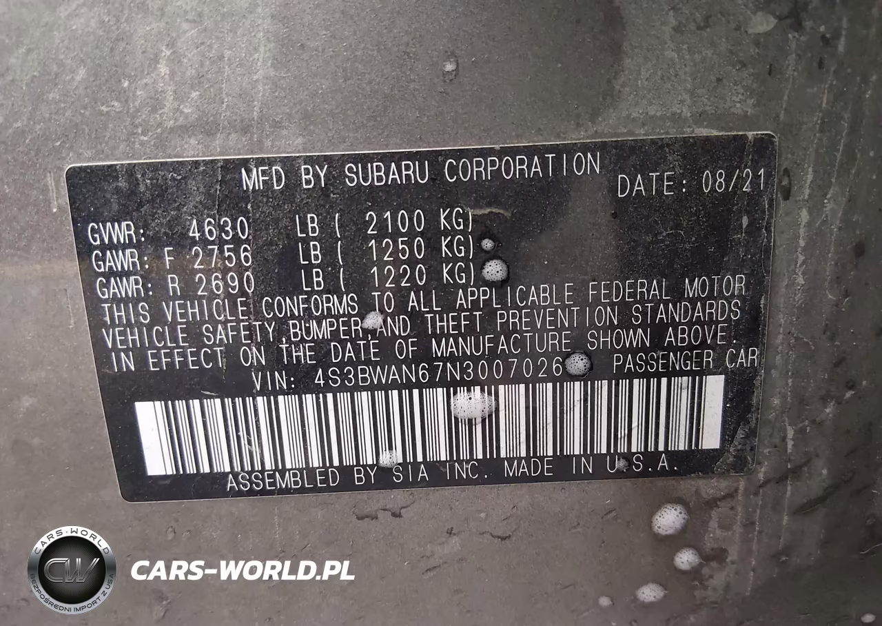 2022 Subaru Legacy Limited VIN:4S3BWAN67N3007026 - 9