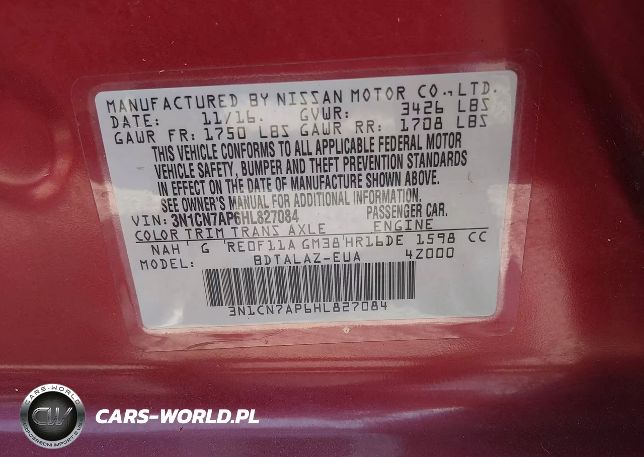 2017 Nissan Versa 1.6 S+ VIN:3N1CN7AP6HL827084 - 9