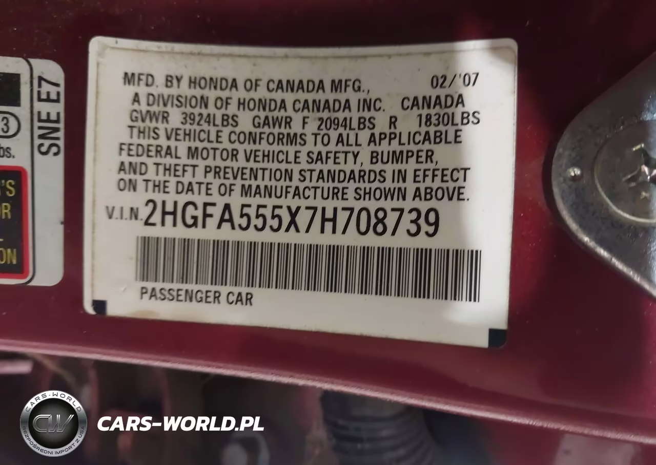 2007 Honda Civic Si VIN:2HGFA555X7H708739 - 9