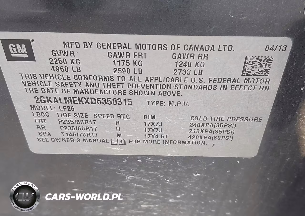 2013 GMC Terrain Sle-1 VIN:2GKALMEKXD6350315 - 9