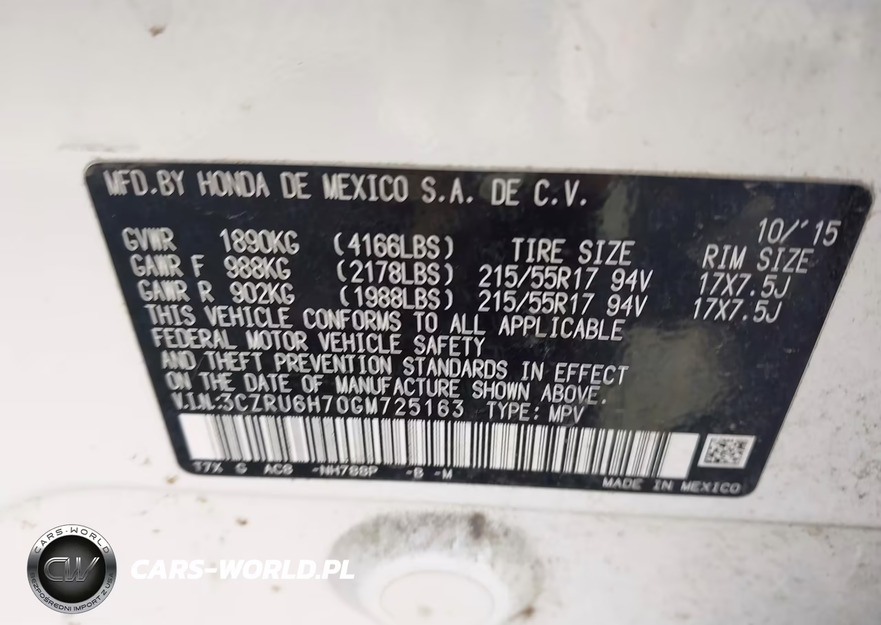 2016 Honda Hr-V Ex-L VIN:3CZRU6H70GM725163 - 9