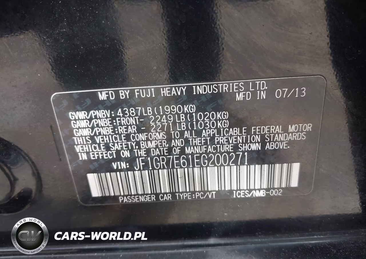 2014 Subaru Impreza Wrx VIN:JF1GR7E61EG200271 - 9