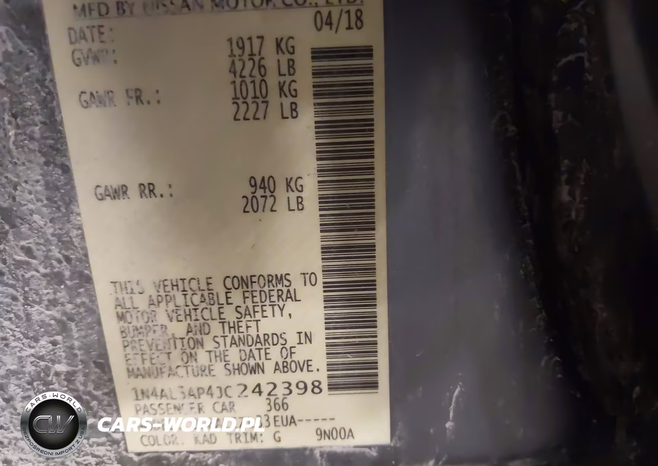 2018 Nissan Altima 2.5 Sv VIN:1N4AL3AP4JC242398 - 9