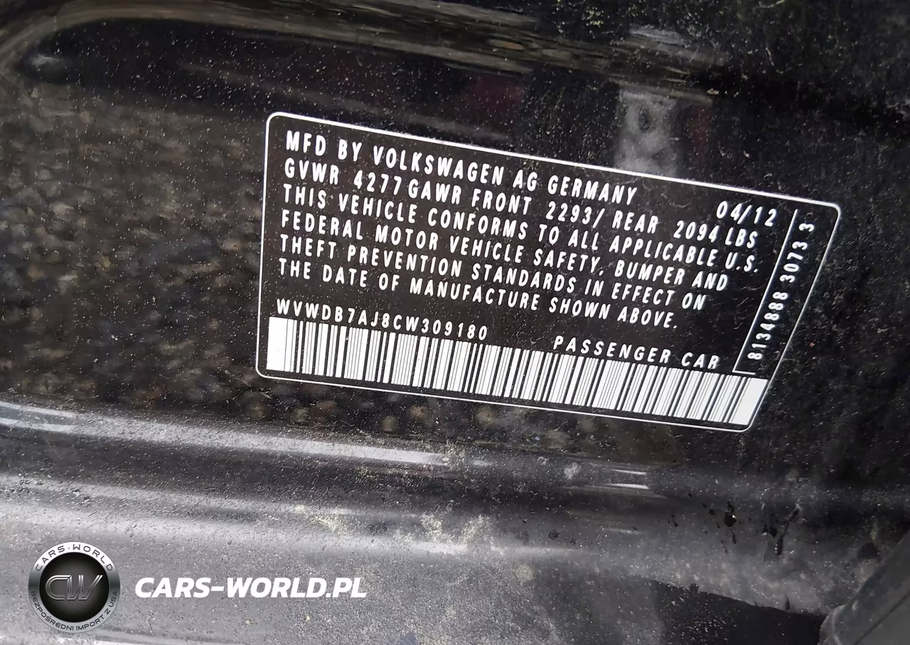 2012 Volkswagen Golf 2.5L 4-Door VIN:WVWDB7AJ8CW309180 - 9