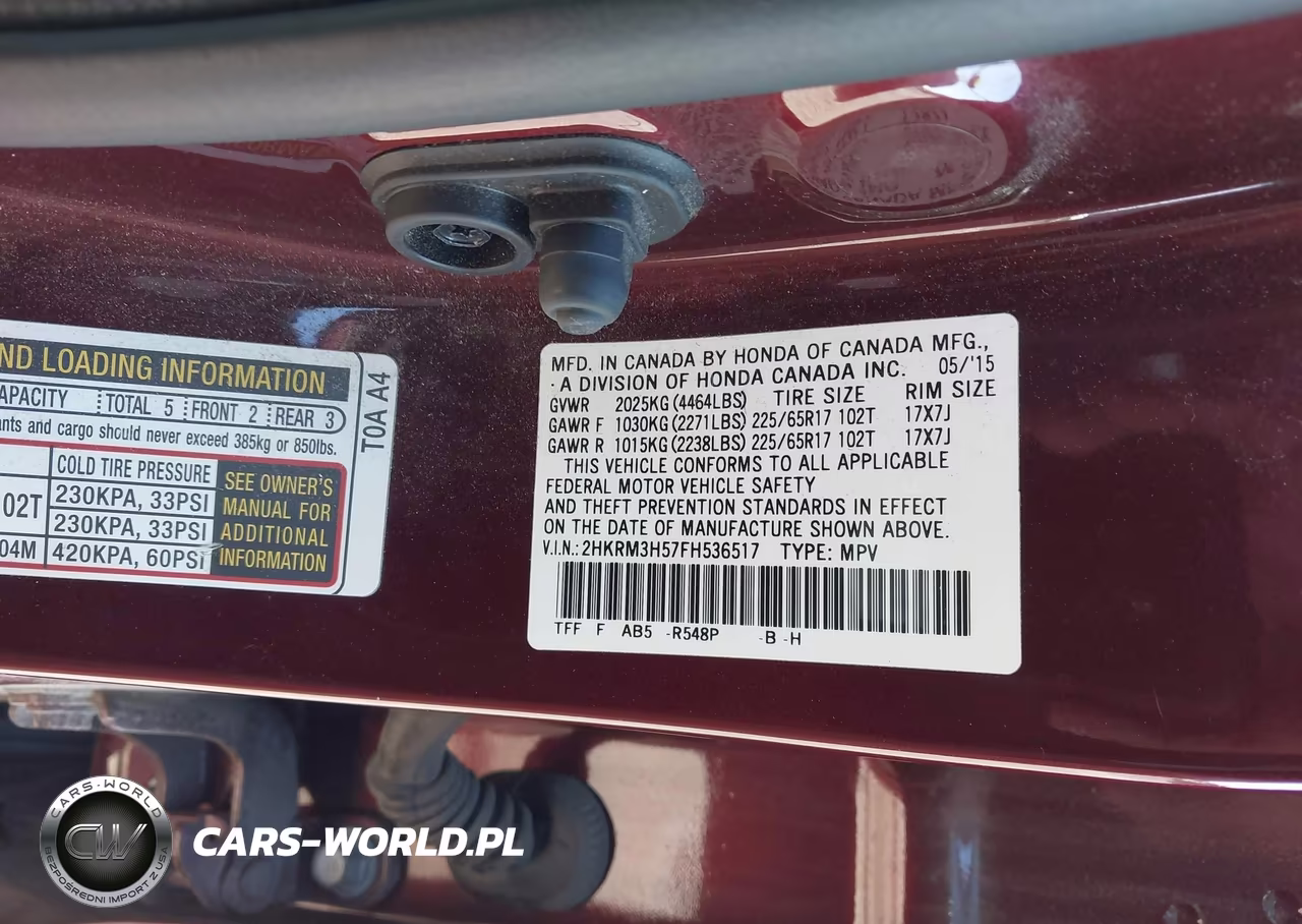 2015 Honda Cr-V Ex VIN:2HKRM3H57FH536517 - 9