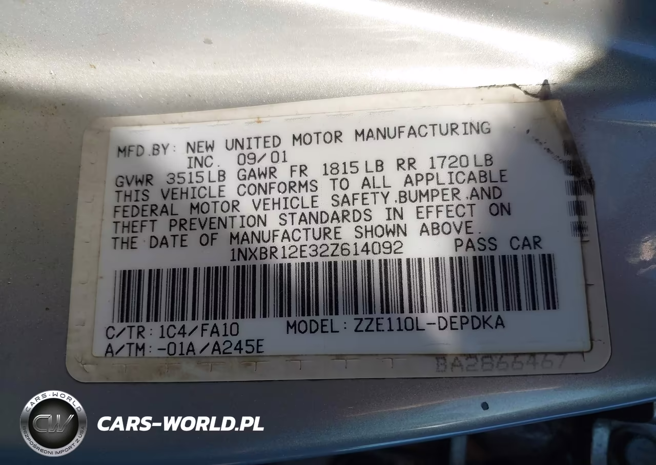 2002 Toyota Corolla Le VIN:1NXBR12E32Z614092 - 9