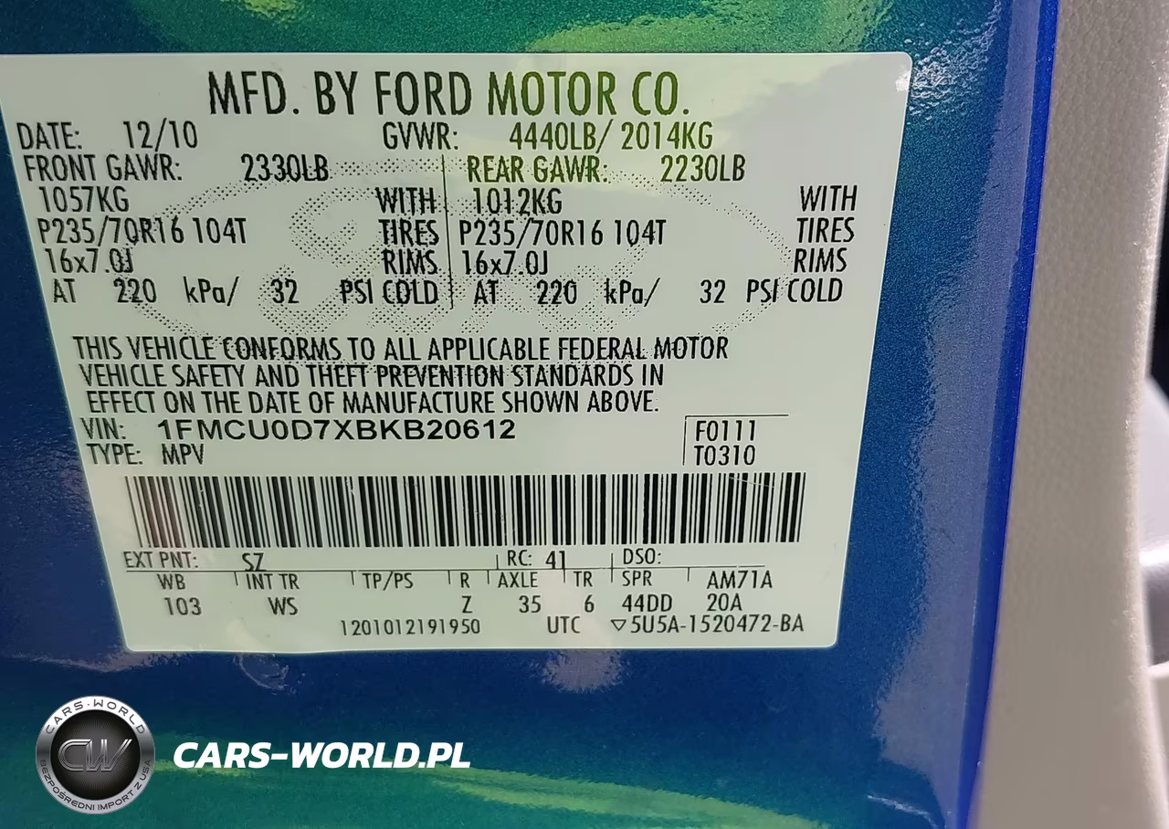 2011 Ford Escape Xlt VIN:1FMCU0D7XBKB20612 - 9