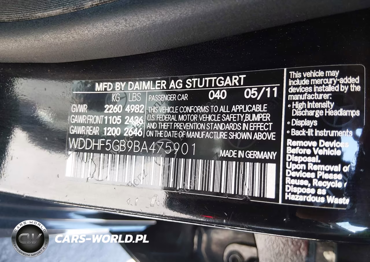 2011 Mercedes-Benz E 350 VIN:WDDHF5GB9BA475901 - 9