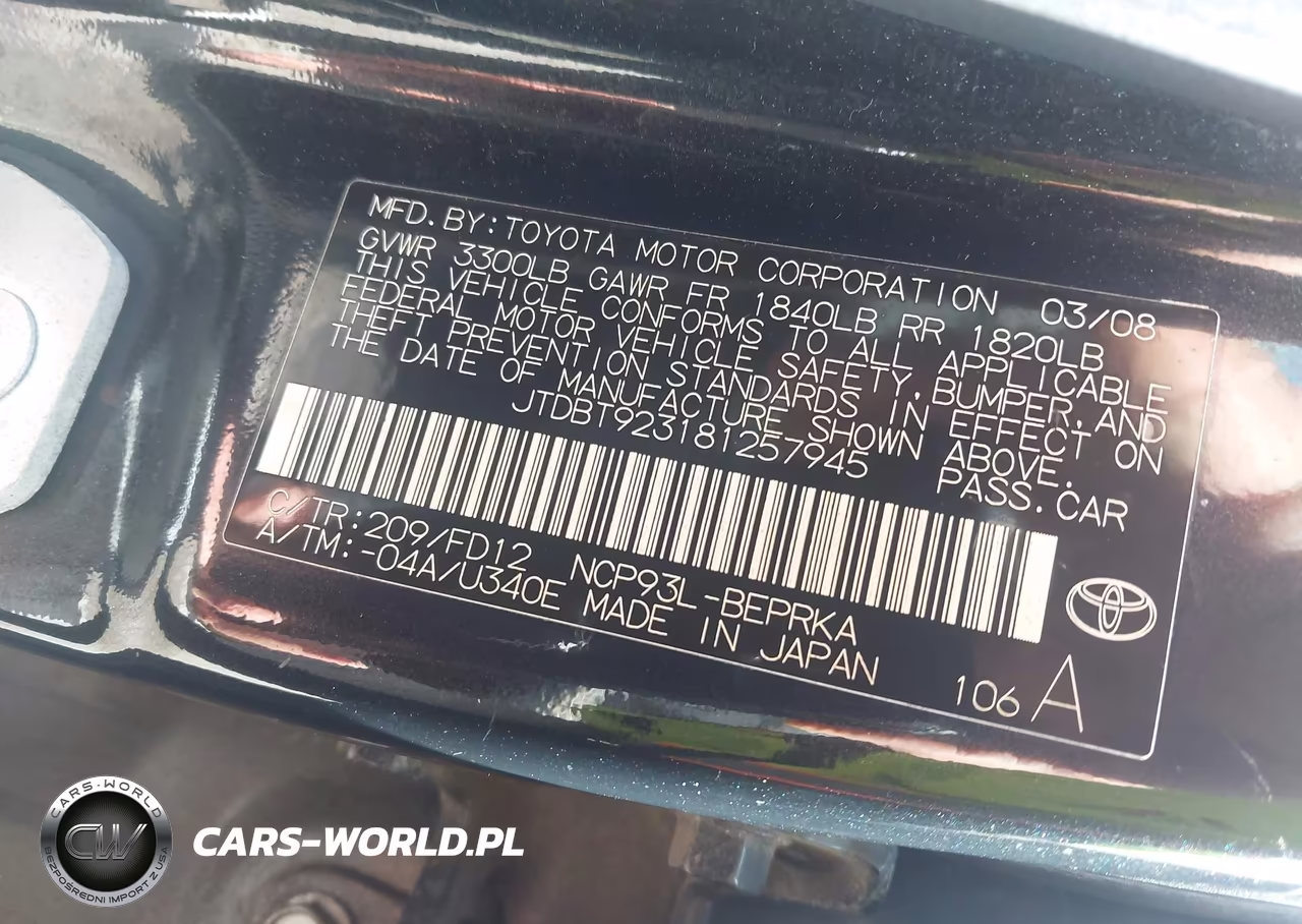 2008 Toyota Yaris VIN:JTDBT923181257945 - 9