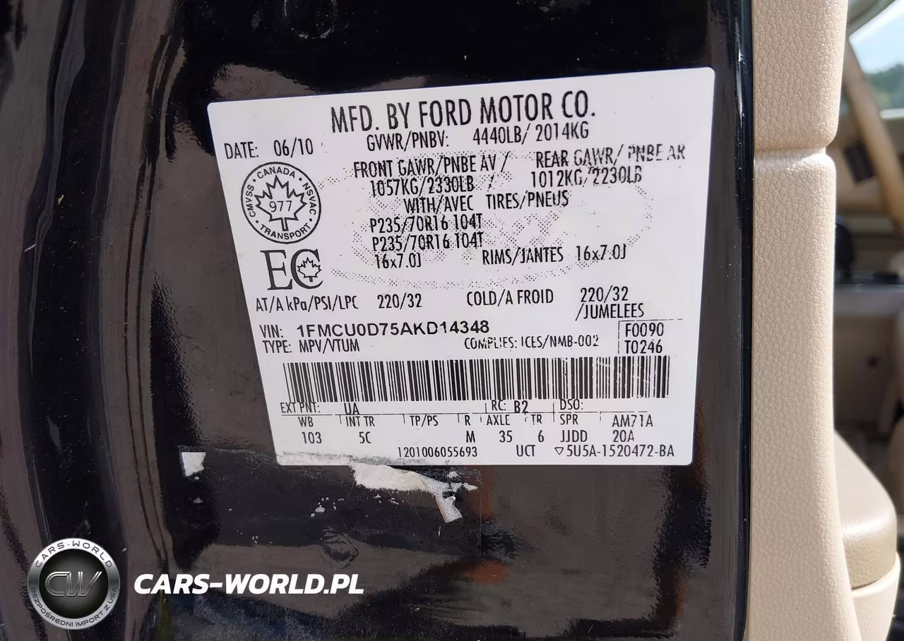 2010 Ford Escape Xlt VIN:1FMCU0D75AKD14348 - 9