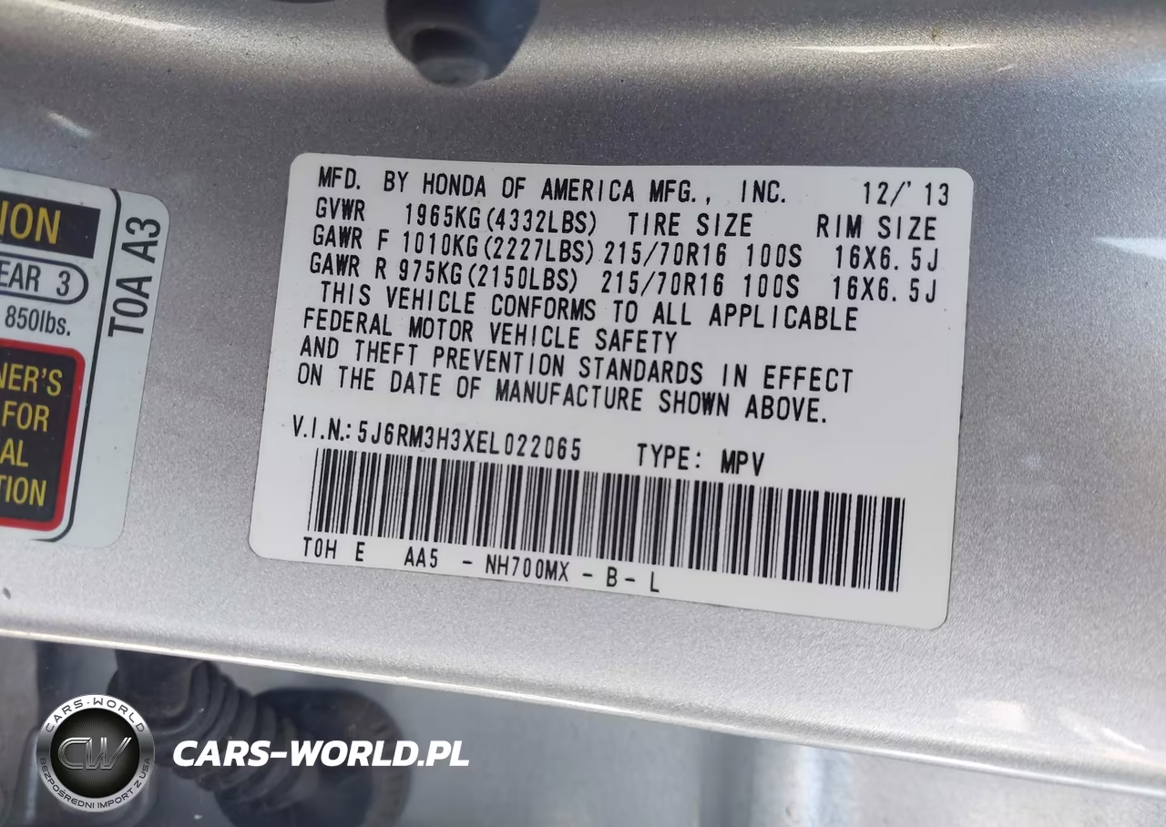 2014 Honda Cr-V Lx VIN:5J6RM3H3XEL022065 - 9