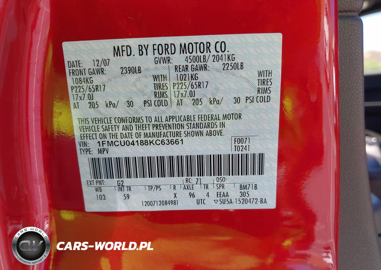 2008 Ford Escape Limited VIN:1FMCU04188KC63661 - 9