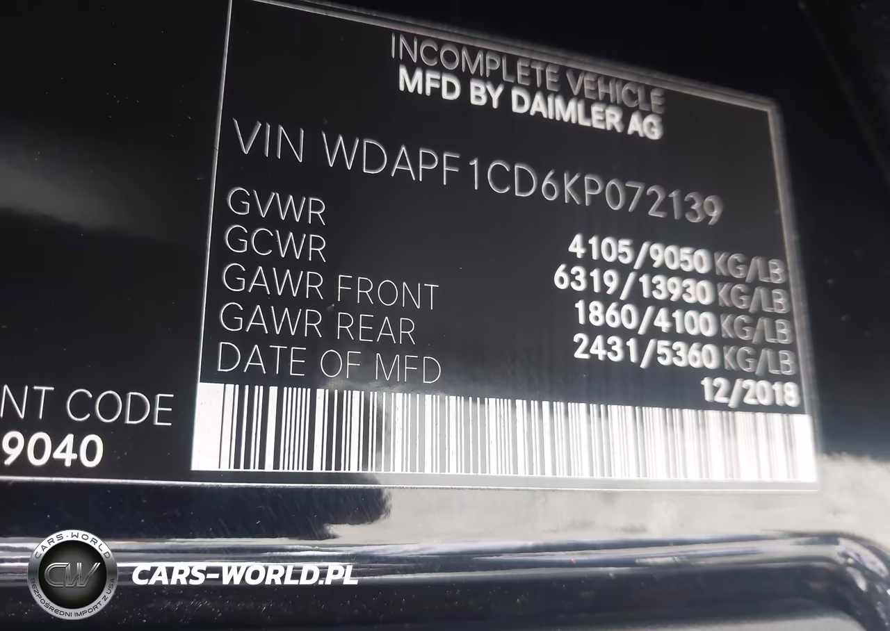 2019 Mercedes-Benz Sprinter 2500 High Roof V6 VIN:WDAPF1CD6KP072139 - 9
