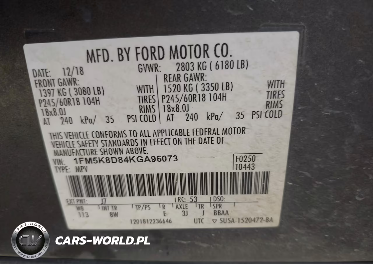 2019 Ford Explorer Xlt VIN:1FM5K8D84KGA96073 - 9