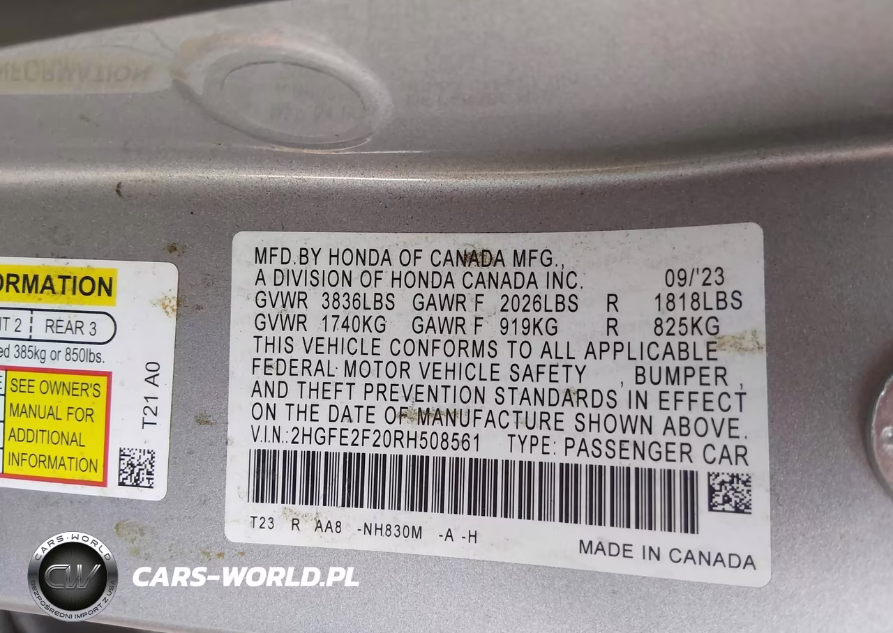 2024 Honda Civic Lx VIN:2HGFE2F20RH508561 - 9