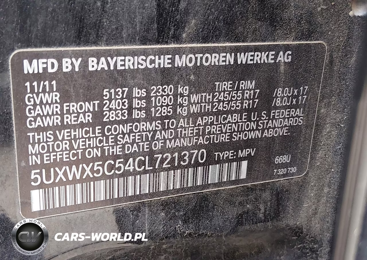 2012 BMW X3 xDrive28I VIN:5UXWX5C54CL721370 - 9