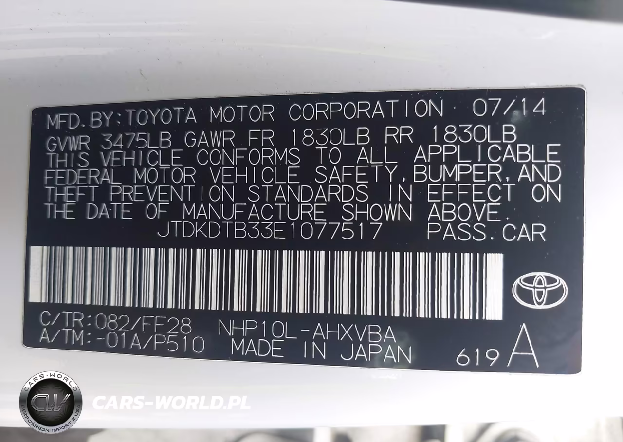2014 Toyota Prius C Two VIN:JTDKDTB33E1077517 - 9