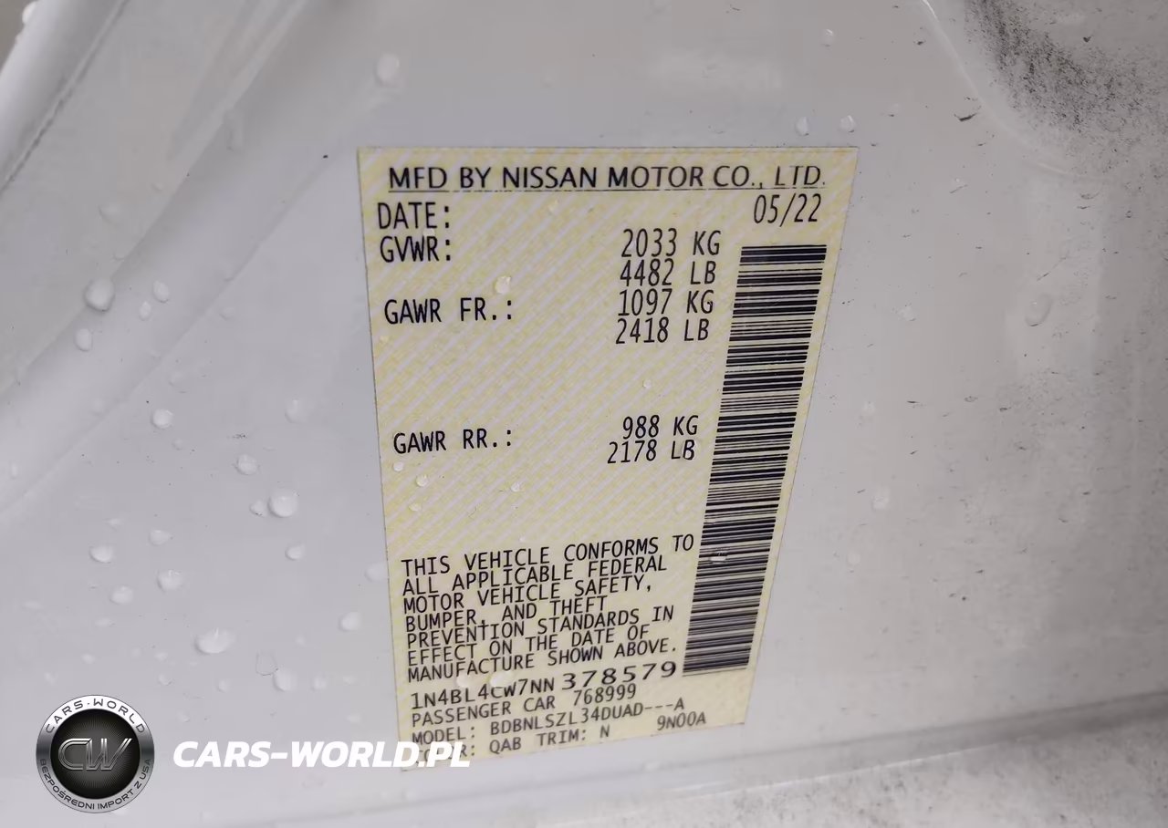 2022 Nissan Altima Sr Intelligent Awd VIN:1N4BL4CW7NN378579 - 9