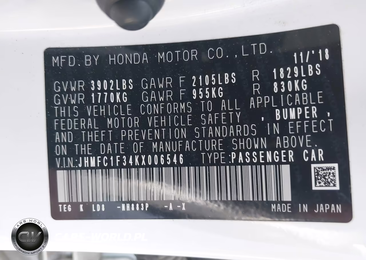 2019 Honda Civic Ex VIN:JHMFC1F34KX006546 - 9