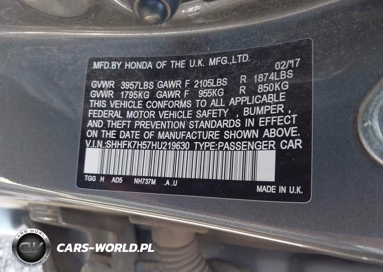 2017 Honda Civic Ex VIN:SHHFK7H57HU219630 - 9