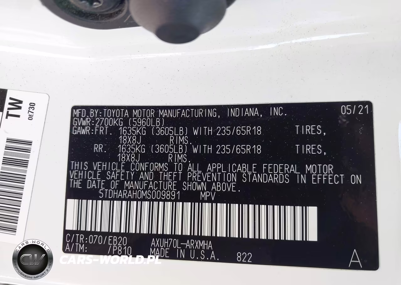 2021 Toyota Highlander Hybrid Xle VIN:5TDHARAH0MS009891 - 9