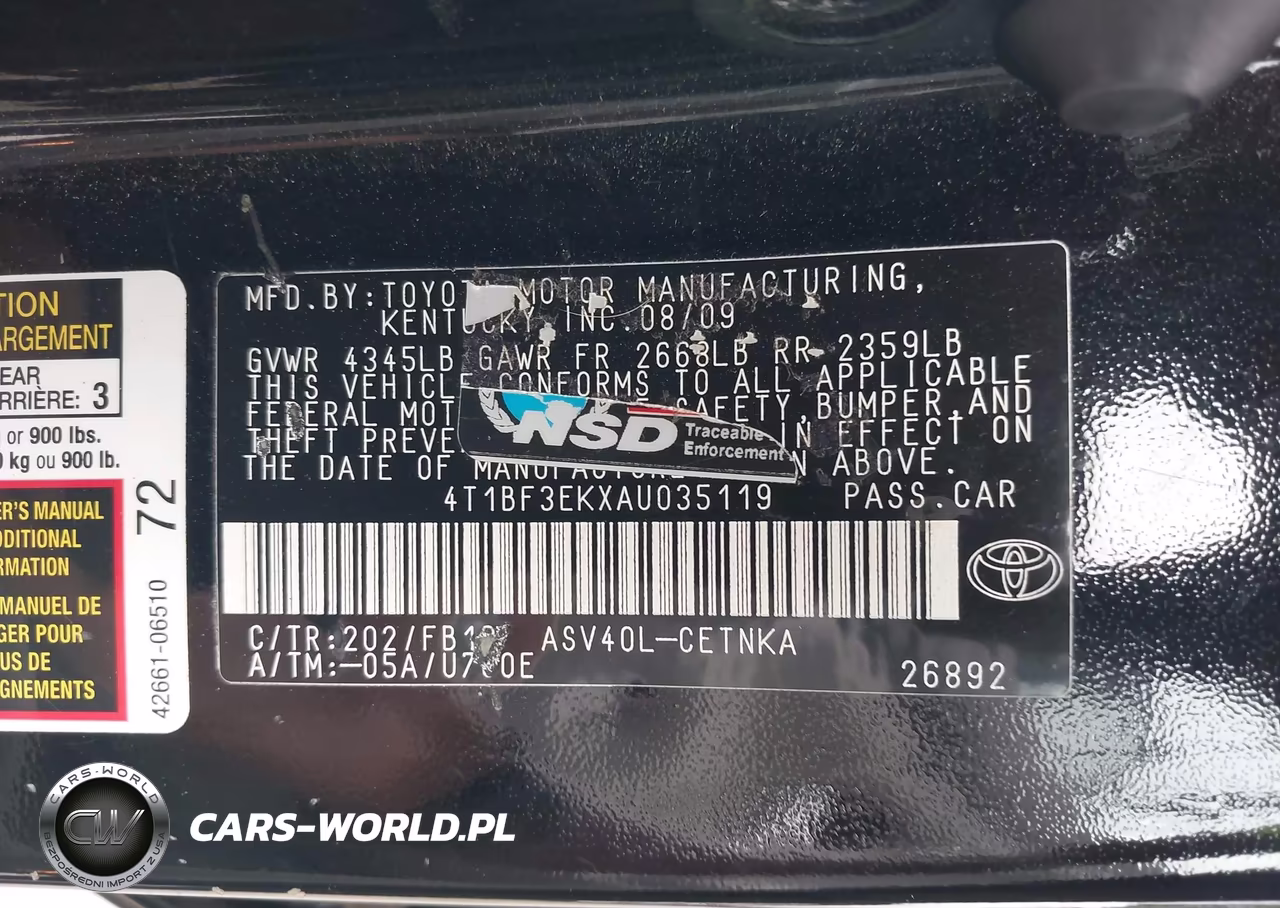 2010 Toyota Camry Le VIN:4T1BF3EKXAU035119 - 9