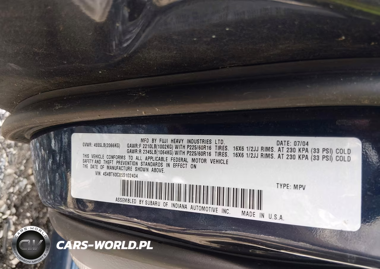 2005 Subaru Baja (Natl) Turbo VIN:4S4BT63C855102404 - 9