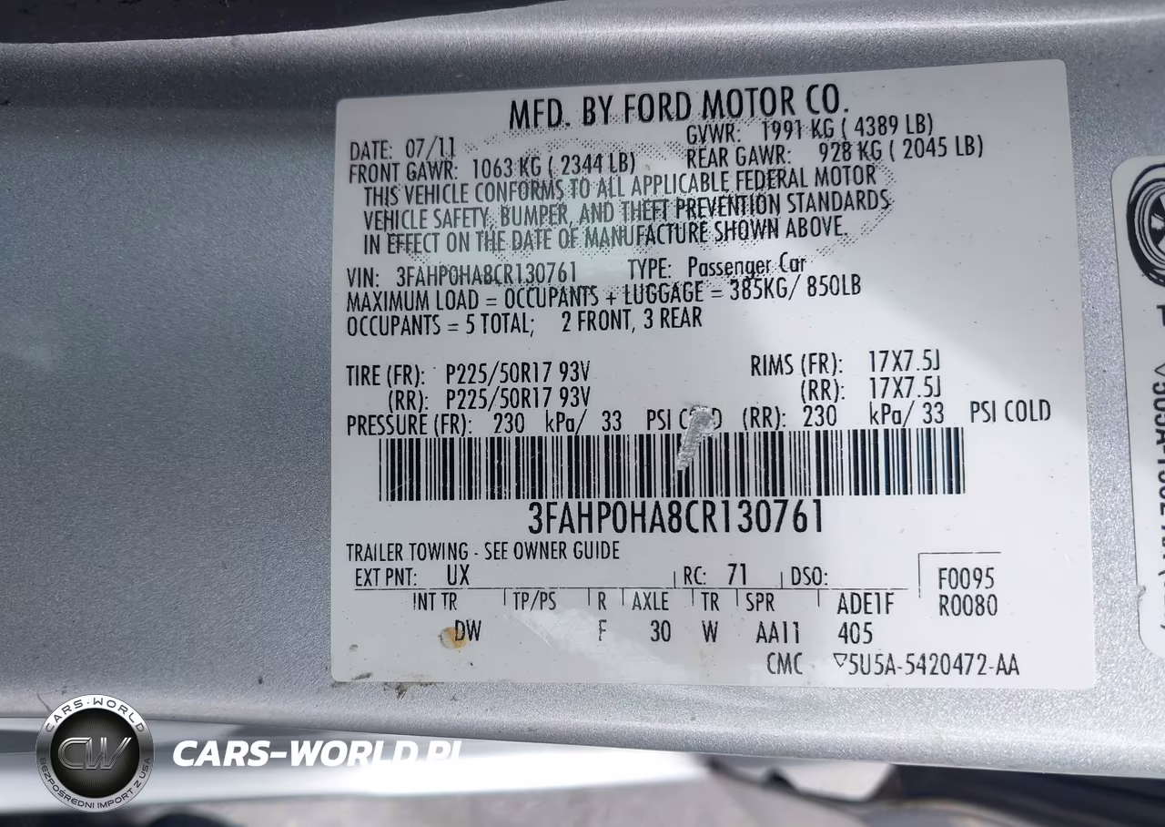 2012 Ford Fusion Se VIN:3FAHP0HA8CR130761 - 9